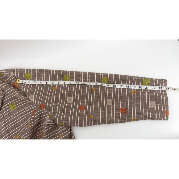 Silk Land Woman 3X Blazer Jacket Brown Striped Geometric Cotton Blend Plus Size - Picture 5 of 14